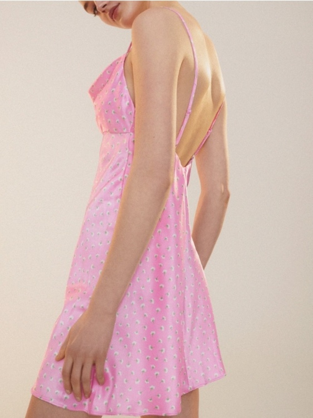 Zara Pink Satin Mini Slip Dress - Picture 5 of 9